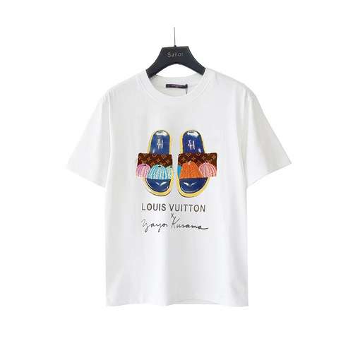 T-shirt a maniche corte con logo stampato delle pantofole di zucca LV Louis Denwei 24SS