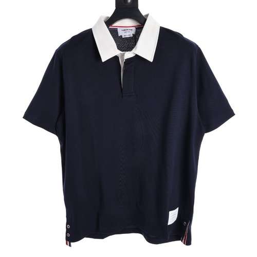 POLO a maniche corte con colletto a contrasto in stile inizio primavera TB 24 blu royal