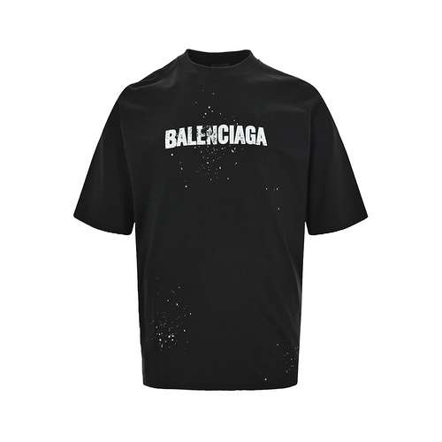 BLCGBalenciaga 24ss maniche corte con lettere chiazzate e inchiostro