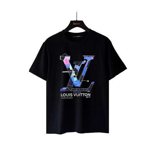 Tshirt LV Louis Vuitton 24SS con logo grande stampato a maniche corte larghe