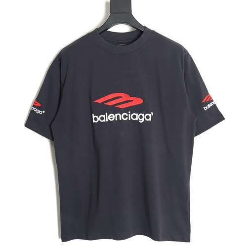 Tshirt a maniche corte ricamata con lettera BLCG Balenciaga 23FW corsivo 3M