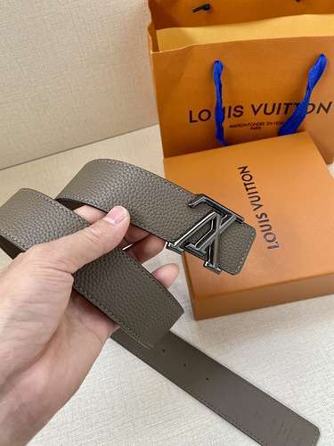 LV original men's leather belt counter quality LV men's belt ready stock wholesale width 4.0CM compl