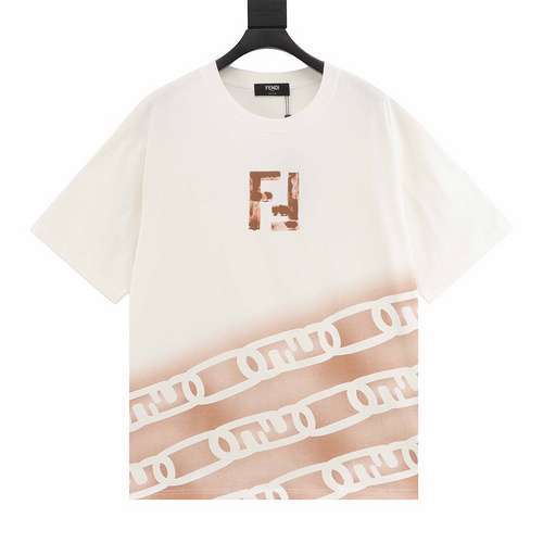 Tshirt a maniche corte sfumata dipinta a mano con doppia F lettera FD Fendi 24ss