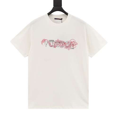 T-shirt a maniche corte con stampa di lettere Tamron dell'anno 1V della serie Dragon