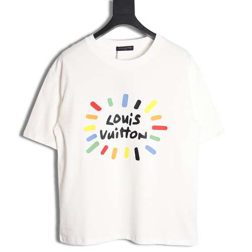 T-shirt a maniche corte con stampa di lettere colorate LV Louis Vuitton 24SS