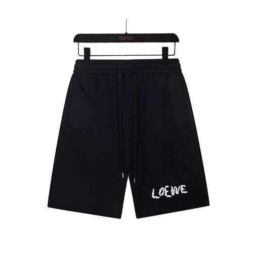 LE Loewe 24SS ha importato pantaloni a cinque quarti con lettera ricamata con logo in pelle ricamata