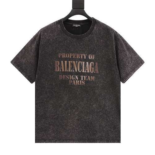 T-shirt BLCG a maniche corte con lettera sfumata marrone invecchiato