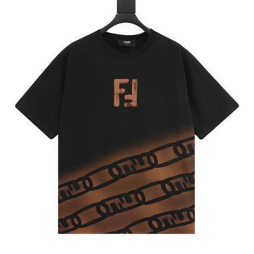 Tshirt a maniche corte sfumata dipinta a mano con doppia F lettera FD Fendi 24ss