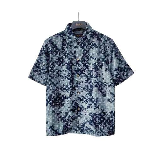 Camicia a maniche corte in denim con logo stampato LVLouis Vuitton sottfrunk serie presbiopia