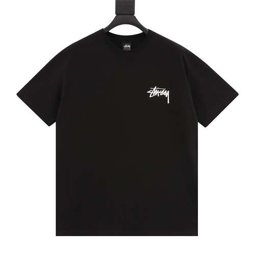 T-shirt a maniche corte con stampa Stussy Stuxi 24SS nera crackizzata con 8 stampe