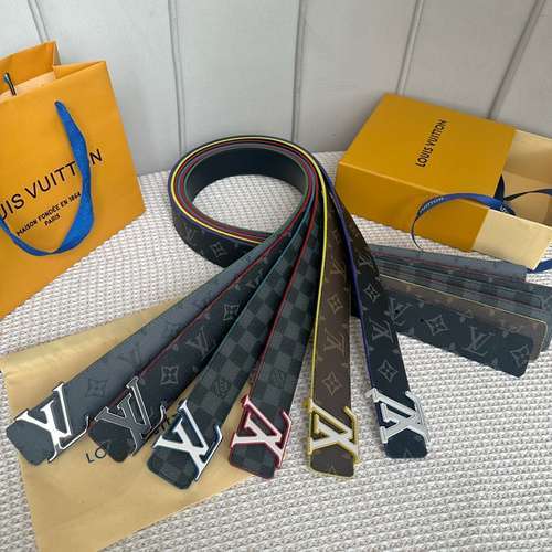 LV original men's leather belt counter quality LV men's belt ready stock wholesale width 4.0CM lengt