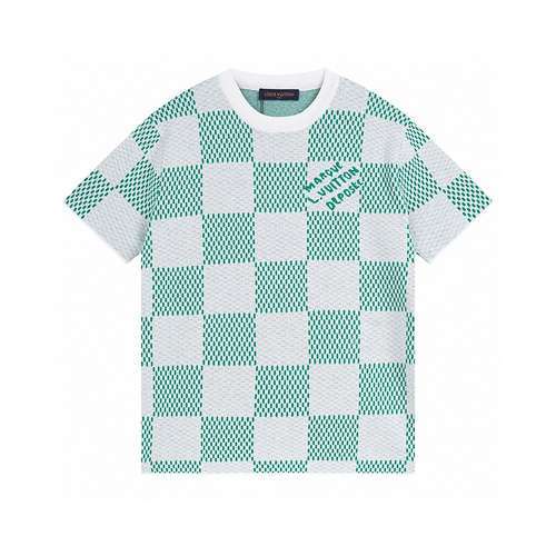 LV2024S primavera ed estate nuova camicia girocollo a maniche corte in maglia DAMIER