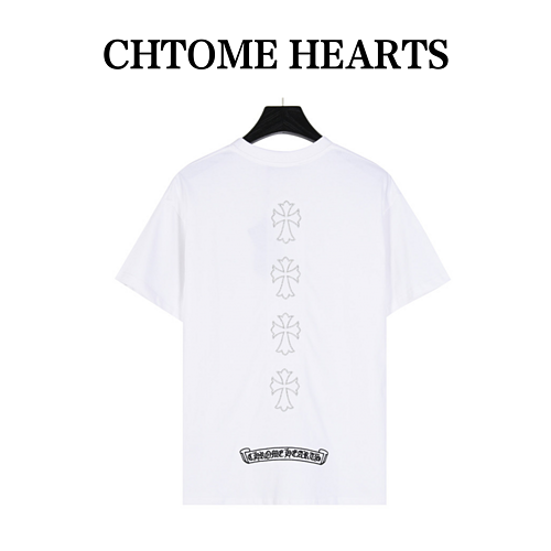 T-shirt a maniche corte ricamata con filo d'argento ricamato in sanscrito CHCro Heart