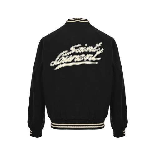 Giacca da baseball firmata SLPSaint Laurent con firma sul retro