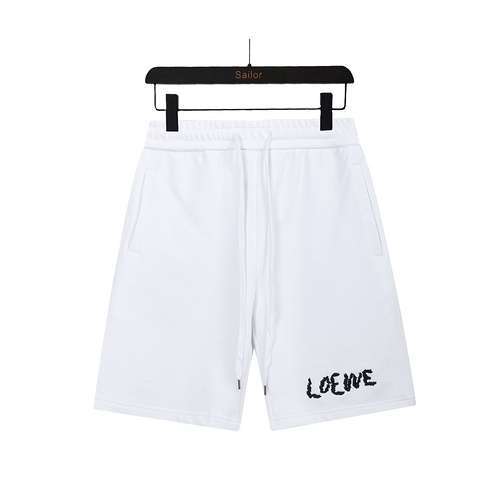 LE Loewe 24SS ha importato pantaloni a cinque quarti con lettera ricamata con logo in pelle ricamata