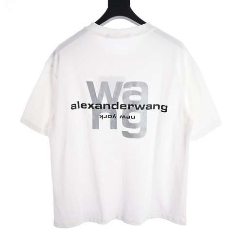 T-shirt a maniche corte con stampa di lettere riflettenti AW Alexander Wang 23SS