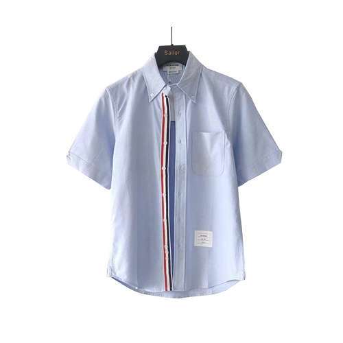 Tom Brown TB camicia a maniche corte con abbottonatura interna in fettuccia, classica estiva