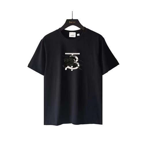 Tshirt a maniche corte con cavallo da guerra ricamato BBR Burberry TB sul petto