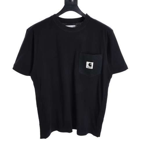 T-shirt a maniche corte Sacai x carhartt 24SS Carhart con tasca laterale e bottoni a fessura