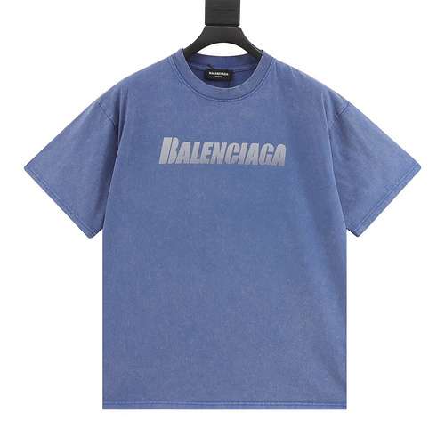 T-shirt BLCG a maniche corte con lettera semplice effetto invecchiato