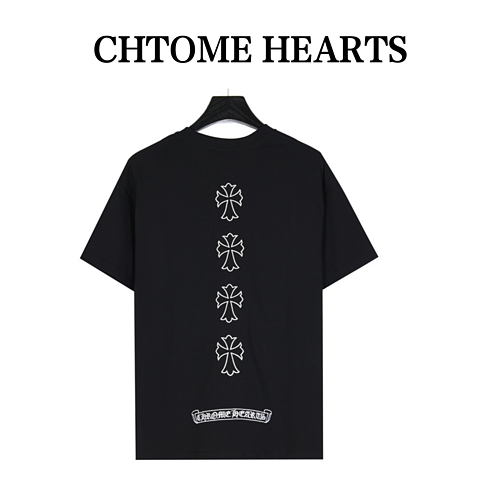 T-shirt a maniche corte ricamata con filo d'argento ricamato in sanscrito CHCro Heart