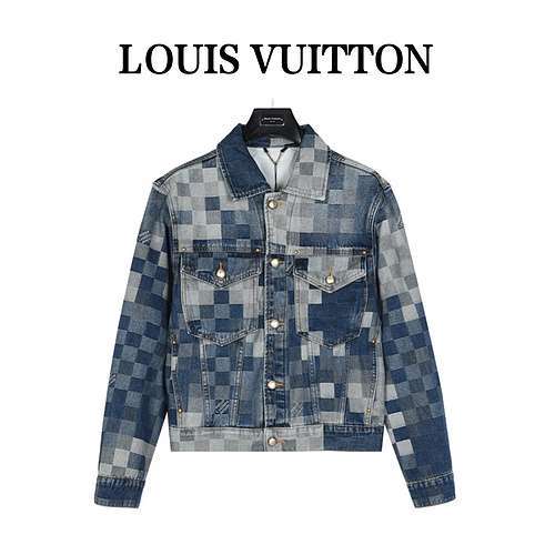 Giacca in denim a scacchiera a mosaico LV Louis Vuitton 24SS