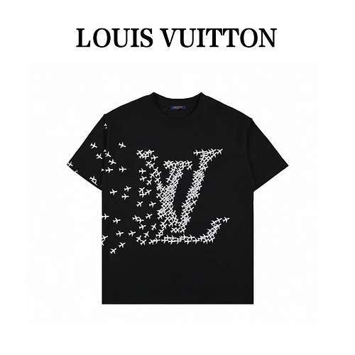 Maniche corte stampate con logo piccolo aeroplano LV Louis Vuitton anni '20