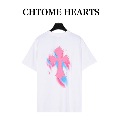 CH Crow Heart 24SS Sanskrit cross graffiti patch embroidered short-sleeved T-shirt