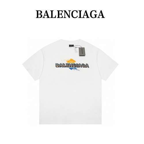 Tshirt dipinta con lettera BLCG Balenciaga di alta qualità