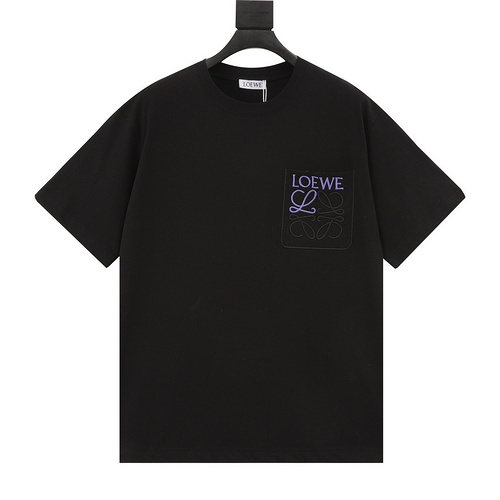 LE/Loewe Pocket logo three-dimensional contrast embroidered short-sleeved T-shirt