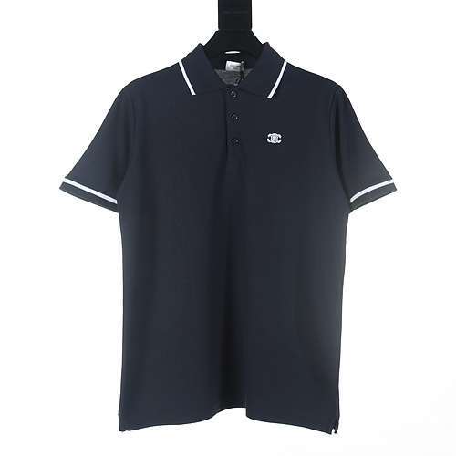 Camicia POLO a maniche corte ricamata Classic Celine CE Arco di Trionfo Blu scuro