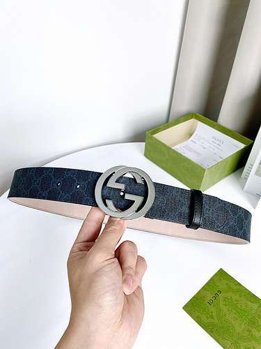 Double G original men's leather belt counter quality Double G men's belt in stock wholesale Width 4.