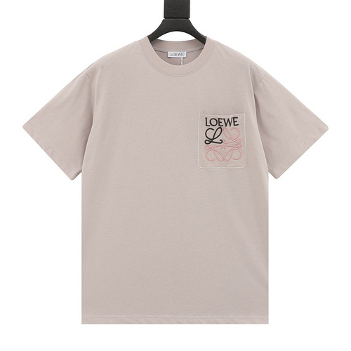 LE Loewe short-sleeved T-shirt with pocket logo three-dimensional contrast embroidery