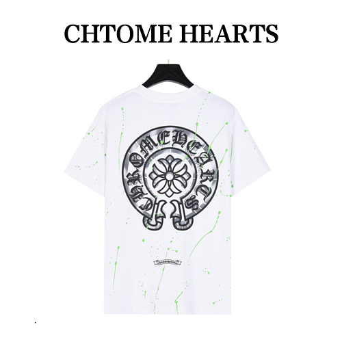 CH Crow Heart splash-ink fluorescent graffiti short-sleeved T-shirt