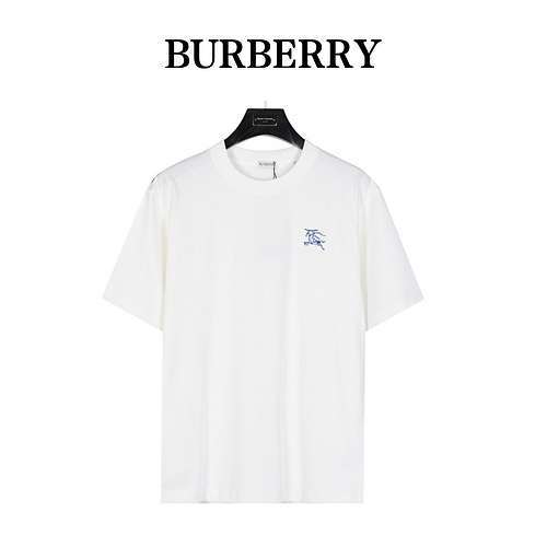 BBR Burberry T-shirt a maniche corte con ricamo in corda, cavaliere da guerra, piccolo logo, colore 