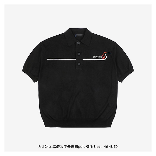 Prd 24ss red arrow letter jacquard polo short sleeves