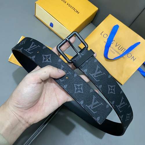 LV original men's leather belt counter quality LV men's belt ready stock wholesale width 4.0CM compl