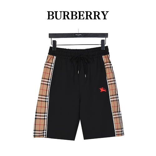 BBR Burberry embroidered war horse side stitching plaid shorts
