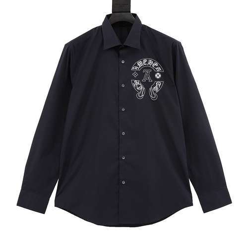 Camicia a maniche lunghe con toppa con giuntura a cuore di corvo 1V CH