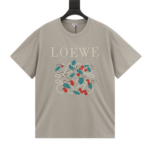 LE/Loewe floral embroidered round neck short sleeves