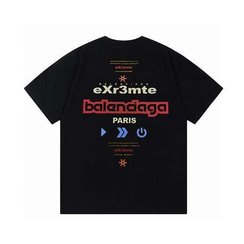 BLCG Balenciaga nuova maglietta a maniche corte con LOGO colorato tridimensionale floccato