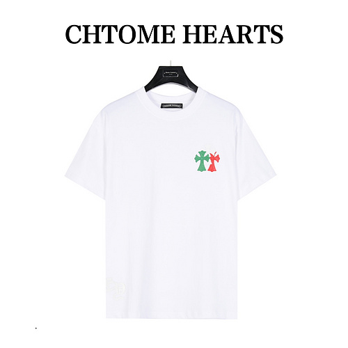 CH Crow Heart Cross Leather Short Sleeve T-Shirt