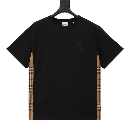 BBR chest B logo embroidered plaid patchwork short sleeves