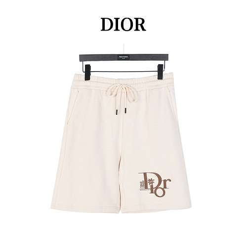 Shorts CD Dior con scritta ricamata sull'orlo