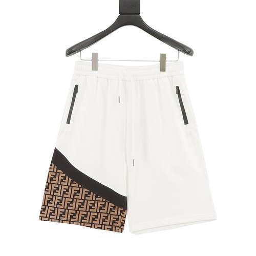 Shorts FD Fendi FF con impunture su un lato