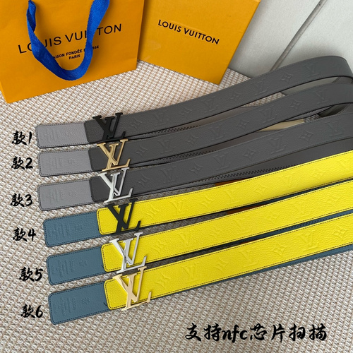 LV original men's leather belt counter quality LV men's belt ready stock wholesale width 4.0CM compl