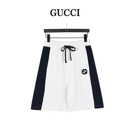 Shorts con doppia G ricamata intarsiata patchwork GGucci