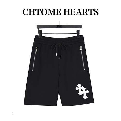 Pantaloncini incrociati in pelle con tasca con cerniera CH Crow Heart