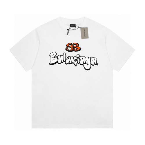 BLCGBalenciaga 24ss edizione limitata bianca e arancione doppia lettera B T a maniche corte