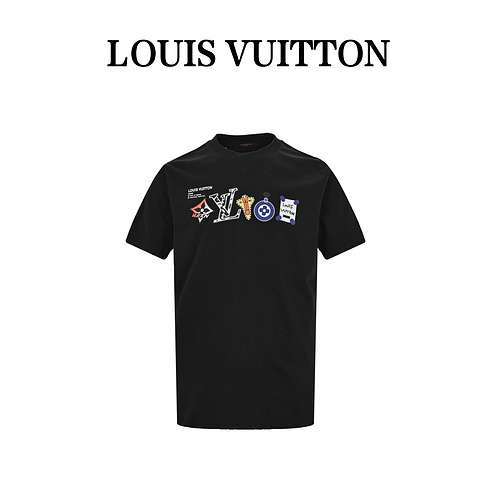 Maniche corte con logo stampato multielemento LV Louis Vuitton 24ss